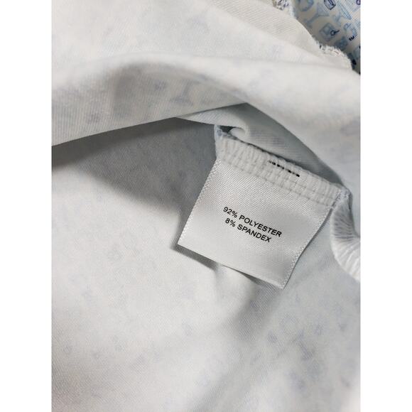 Peter Millar Polo Shirt Size Large Mens Blue Performance Golf Logo Drink - Picture 4 of 8